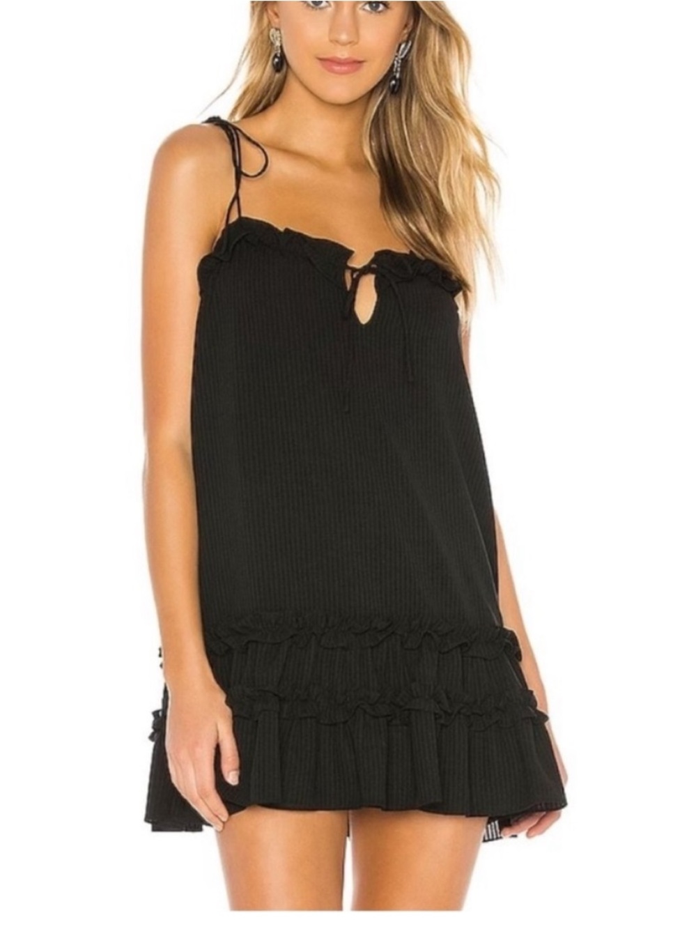 Tularosa Siena Black Tie Shoulder Mini Dress